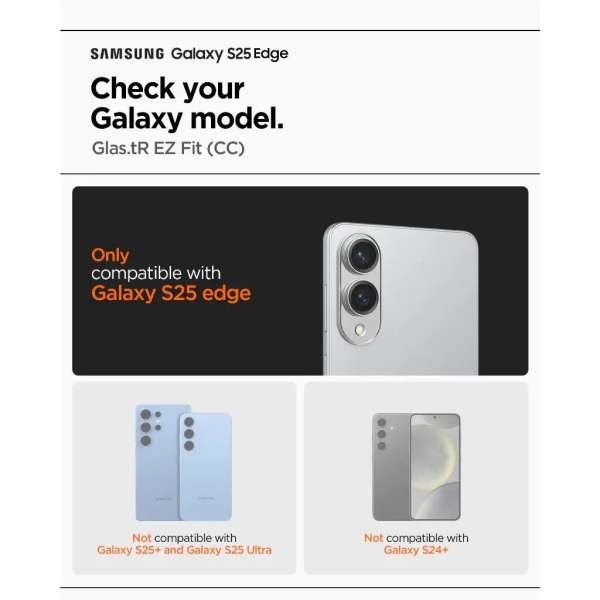 Spigen Glass tR EZ Fit HD 1 Pack Samsung Galaxy S25 Edge Transparency
