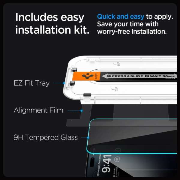 Spigen Glass tR EZ Fit HD Privacy 1 Pack for iPhone 15 Pro Max