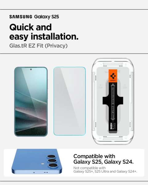 Spigen Glass tR EZ Fit HD (Privacy) Samsung Galaxy S25/S24 2 Pack
