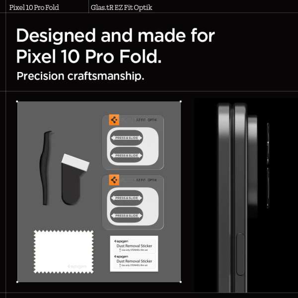Spigen Glass tR EZ Fit Optik 2 Pack for Google Pixel 10 Pro Fold Crystal Clear