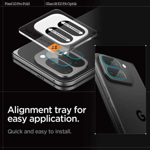 Spigen Glass tR EZ Fit Optik 2 Pack for Google Pixel 10 Pro Fold Crystal Clear