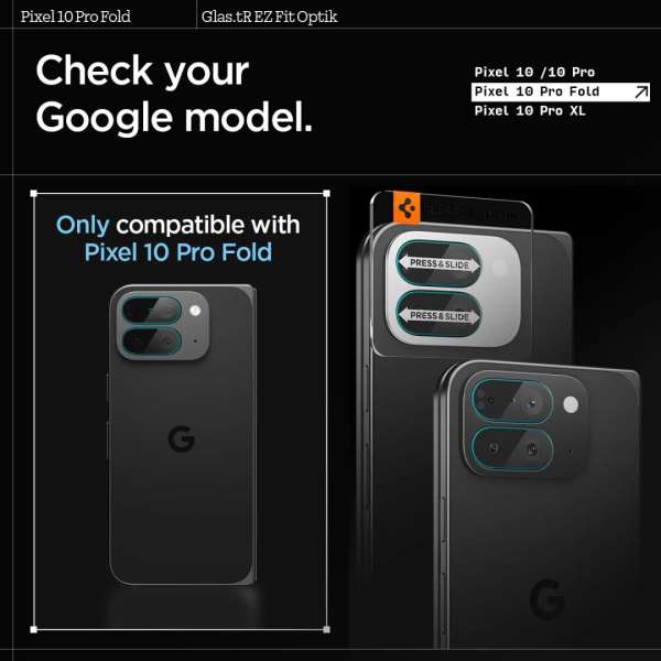 Spigen Glass tR EZ Fit Optik 2 Pack for Google Pixel 10 Pro Fold Crystal Clear