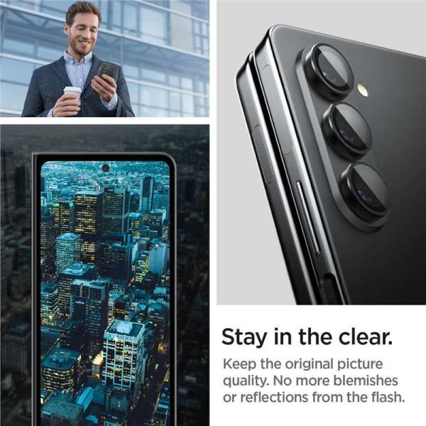 Spigen Glass tR EZ Fit Optik Pro 2 Pack, black - Samsung Galaxy Z Fold5
