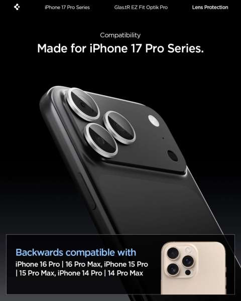 Spigen Glass tR EZ Fit Optik Pro 2 Pack for iPhone 17/16/15/14 Pro / 17/16/15/14 Pro Max Silver