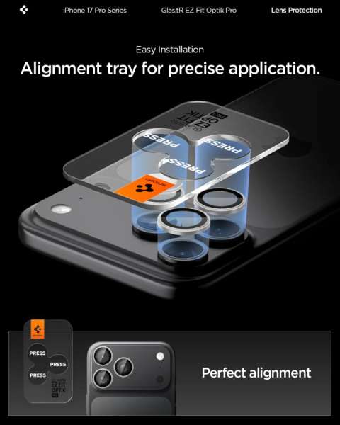 Spigen Glass tR EZ Fit Optik Pro 2 Pack for iPhone 17/16/15/14 Pro / 17/16/15/14 Pro Max Silver