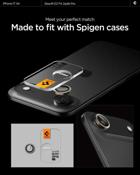 Spigen Glass tR EZ Fit Optik Pro 2 Pack for iPhone Air Gold