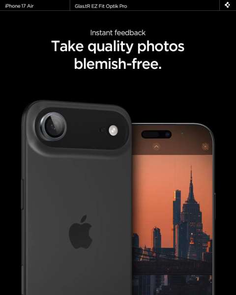 Spigen Glass tR EZ Fit Optik Pro 2 Pack for iPhone Air Gray