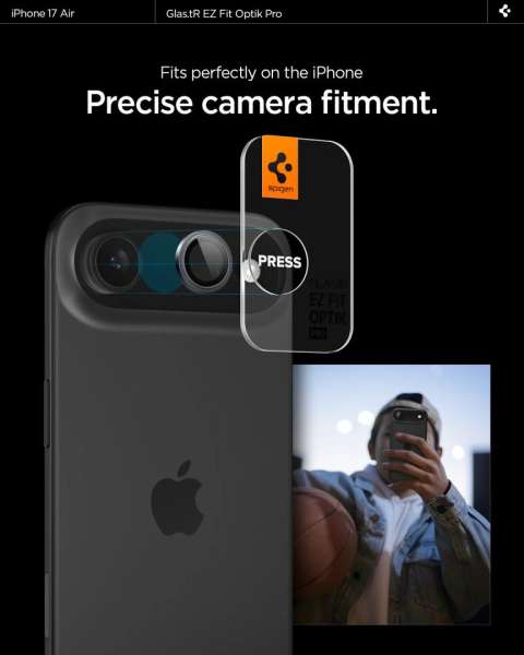 Spigen Glass tR EZ Fit Optik Pro 2 Pack for iPhone Air Gray