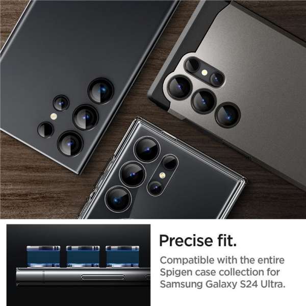 Spigen Glass tR EZ Fit Optik Pro 2 Pack for Samsung Galaxy S24 Ultra Black