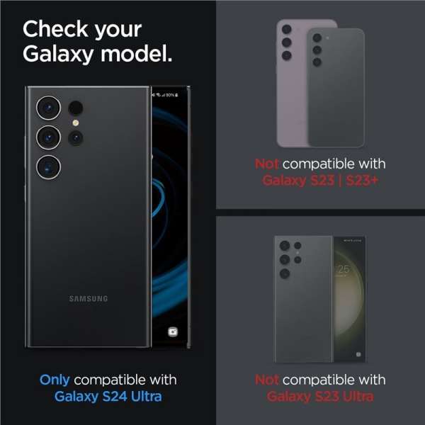 Spigen Glass tR EZ Fit Optik Pro 2 Pack for Samsung Galaxy S24 Ultra Black