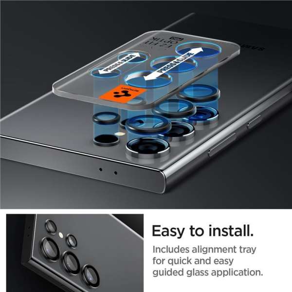 Spigen Glass tR EZ Fit Optik Pro 2 Pack for Samsung Galaxy S24 Ultra Black