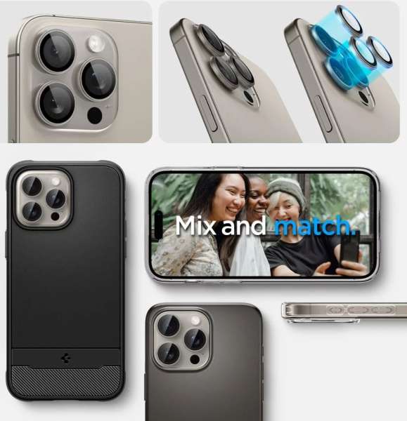 Spigen Glass tR EZ Fit Optik Pro 2 Pack iPhone 15 Pro/15 Pro Max Nature Titanium