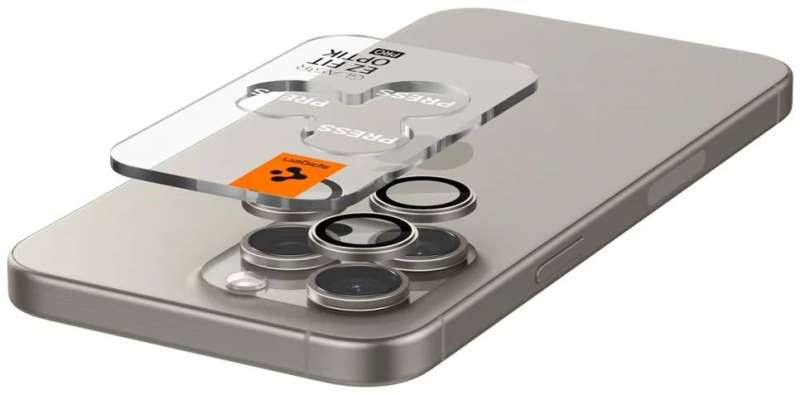 Spigen Glass tR EZ Fit Optik Pro 2 Pack iPhone 15 Pro/15 Pro Max Nature Titanium
