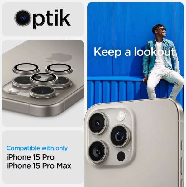 Spigen Glass tR EZ Fit Optik Pro 2 Pack iPhone 15 Pro/15 Pro Max Nature Titanium