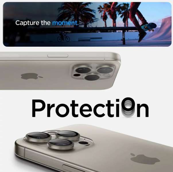 Spigen Glass tR EZ Fit Optik Pro 2 Pack iPhone 15 Pro/15 Pro Max Nature Titanium