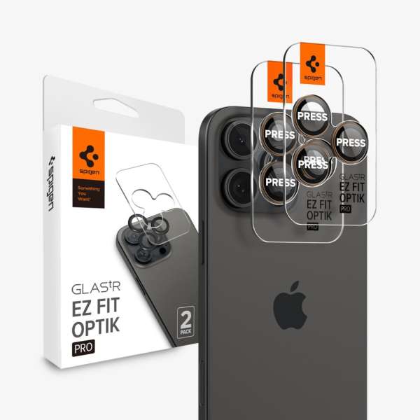 Spigen Glass tR EZ Fit Optik Pro 2 Pack iPhone 16 Pro/Pro Max Desert Titanium