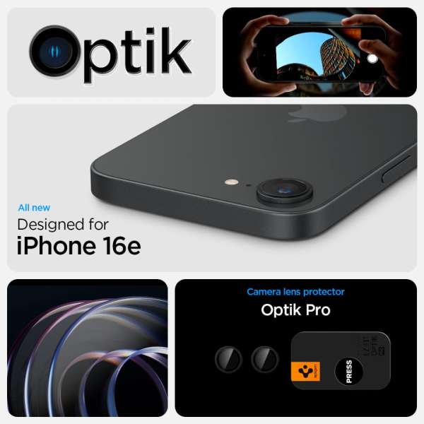 Spigen Glass tR EZ Fit Optik Pro 2 Pack iPhone 16e Black