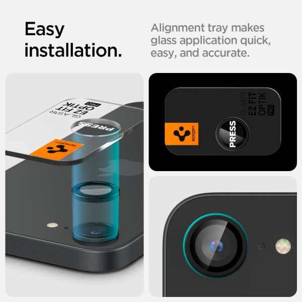 Spigen Glass tR EZ Fit Optik Pro 2 Pack iPhone 16e Black
