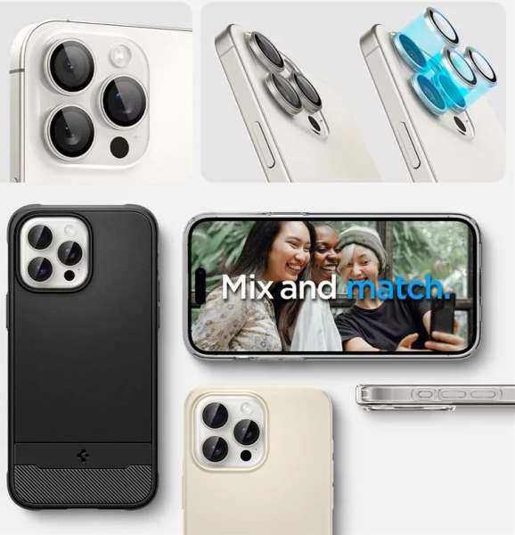 Spigen Glass tR EZ Fit Optik Pro 2 Pack white titanium for iPhone 15 Pro/15 Pro Max