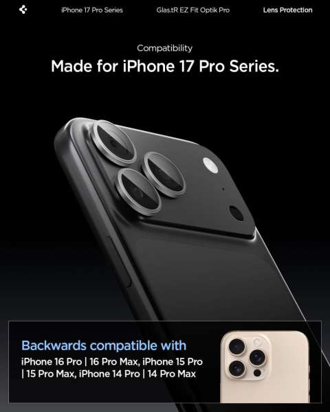 Spigen Glass tR EZ Fit Optik Pro for iPhone 17/16/15/14 Pro / 17/16/15/14 Pro Max 2 Pack Gray