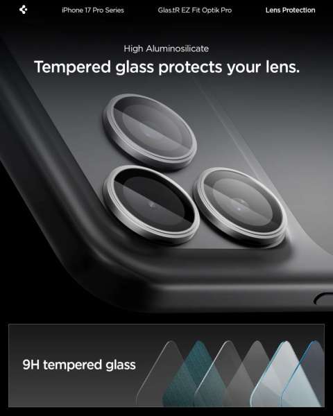 Spigen Glass tR EZ Fit Optik Pro for iPhone 17/16/15/14 Pro / 17/16/15/14 Pro Max 2 Pack Gray