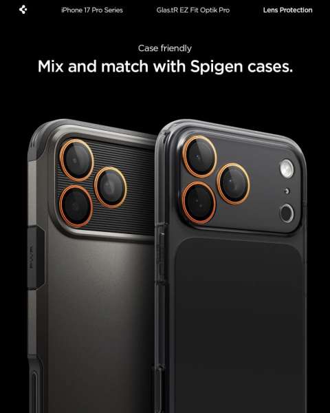 Spigen Glass tR EZ Fit Optik Pro for iPhone 17/16/15/14 Pro 17/16/15/14 Pro Max Orange