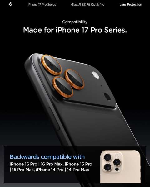 Spigen Glass tR EZ Fit Optik Pro for iPhone 17/16/15/14 Pro 17/16/15/14 Pro Max Orange