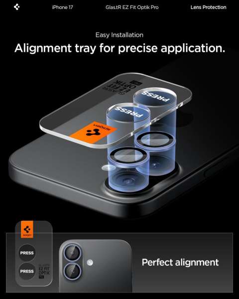 Spigen Glass tR EZ Fit Optik Pro for iPhone 17 2 Pack Blue