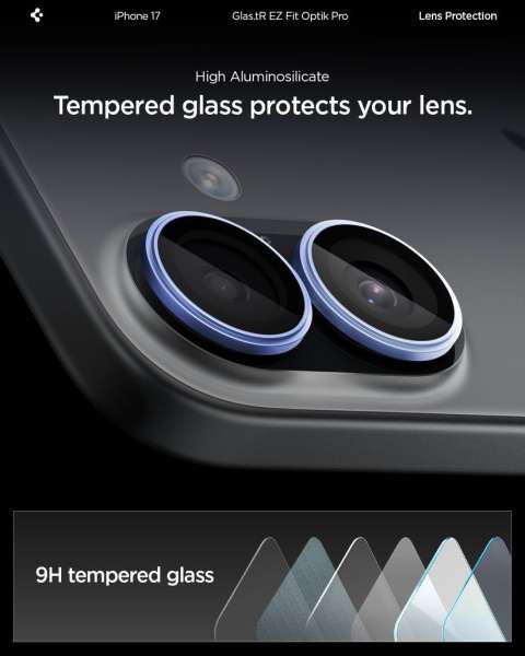 Spigen Glass tR EZ Fit Optik Pro for iPhone 17 2 Pack Blue