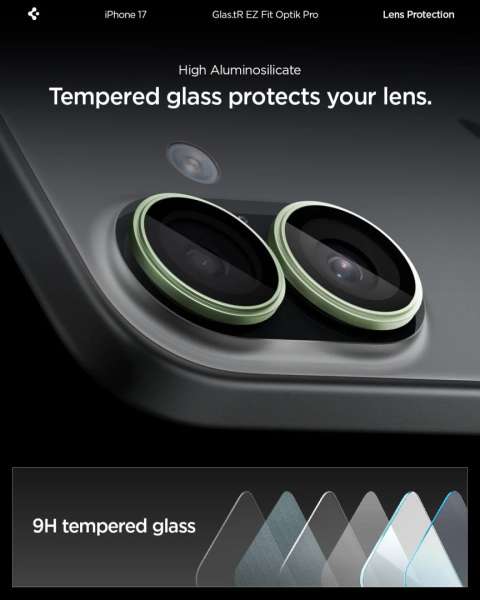Spigen Glass tR EZ Fit Optik Pro for iPhone 17 2Pack Green