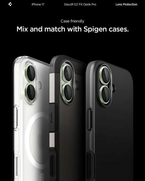Spigen Glass tR EZ Fit Optik Pro for iPhone 17 2Pack Green