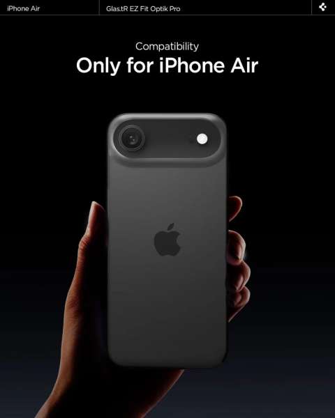 Spigen Glass tR EZ Fit Optik Pro for iPhone Air 2 Pack Black