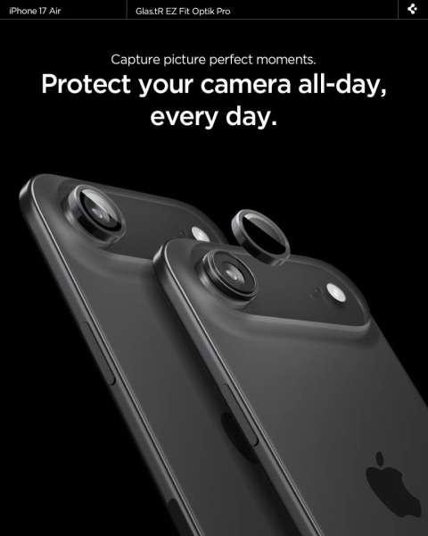 Spigen Glass tR EZ Fit Optik Pro for iPhone Air 2 Pack Black