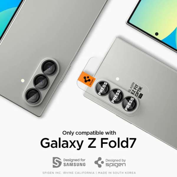 Spigen Glass tR EZ Fit Optik Pro HD 2 Pack for Samsung Galaxy Z Fold7 Black