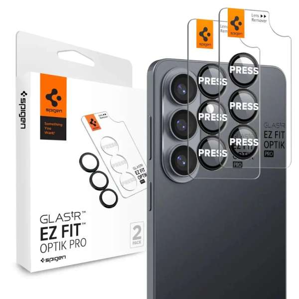 Spigen Glass tR EZ Fit Optik Pro HD for Samsung Galaxy S26+ 2 Pack Black