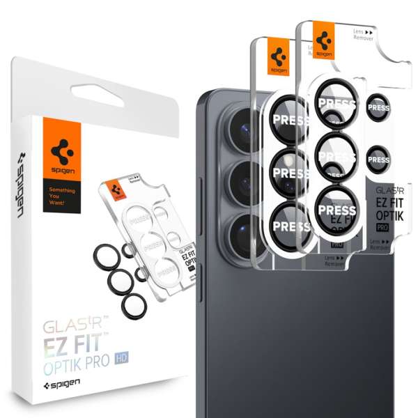 Spigen Glass tR EZ Fit Optik Pro HD for Samsung Galaxy S26 2 Pack Black