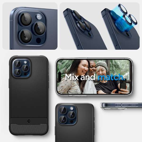 Spigen Glass tR EZ Fit Optik Pro iPhone 15 Pro/15 Pro Max 2 Pack Blue titanium