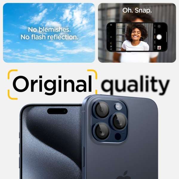 Spigen Glass tR EZ Fit Optik Pro iPhone 15 Pro/15 Pro Max 2 Pack Blue titanium