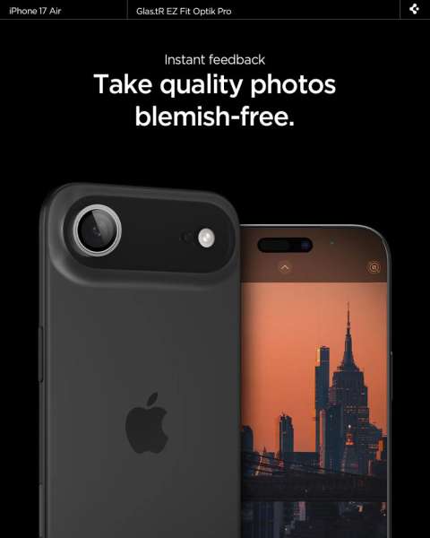 Spigen Glass tR EZ Fit Optik Pro Lens Protector for iPhone Air 2 Pack Silver