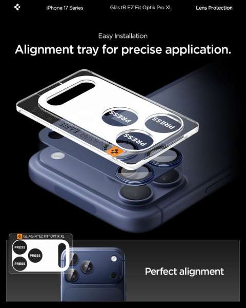 Spigen Glass tR EZ Fit Optik Pro XL for iPhone 17 Pro 1 Pack Black