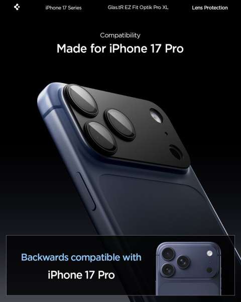 Spigen Glass tR EZ Fit Optik Pro XL for iPhone 17 Pro 1 Pack Black
