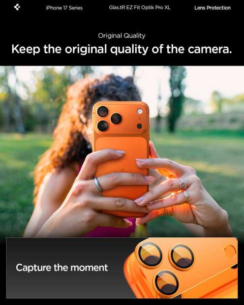 Spigen Glass tR EZ Fit Optik Pro XL for iPhone 17 Pro 1 Pack Orange
