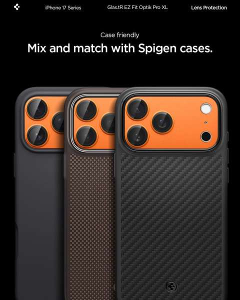 Spigen Glass tR EZ Fit Optik Pro XL for iPhone 17 Pro 1 Pack Orange