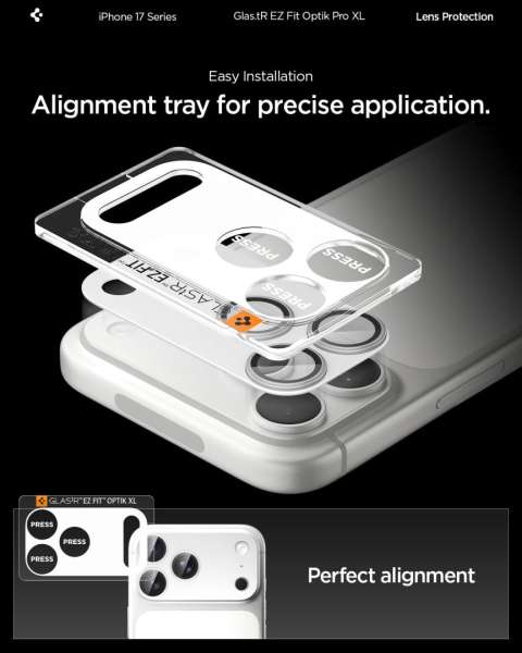 Spigen Glass tR EZ Fit Optik Pro XL for iPhone 17 Pro 1 Pack Silver