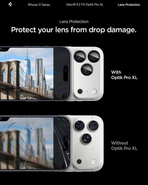 Spigen Glass tR EZ Fit Optik Pro XL for iPhone 17 Pro 1 Pack Silver