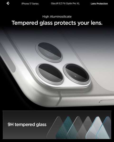 Spigen Glass tR EZ Fit Optik Pro XL for iPhone 17 Pro 1 Pack Silver