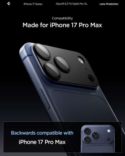 Spigen Glass tR EZ Fit Optik Pro XL for iPhone 17 Pro Max 1 Pack Black