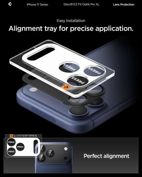 Spigen Glass tR EZ Fit Optik Pro XL for iPhone 17 Pro Max 1 Pack Black