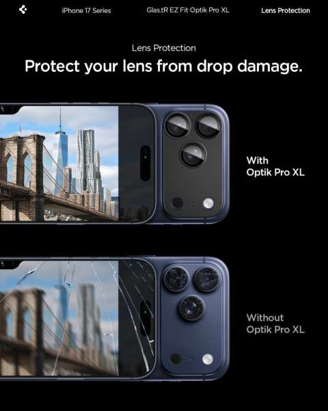 Spigen Glass tR EZ Fit Optik Pro XL for iPhone 17 Pro Max 1 Pack Black