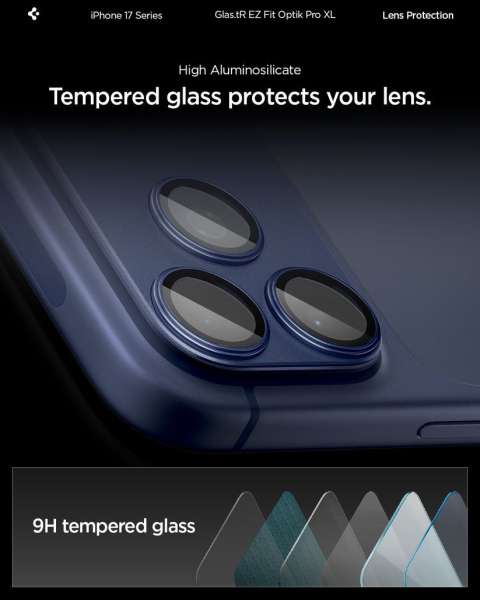 Spigen Glass tR EZ Fit Optik Pro XL for iPhone 17 Pro Max 1Pack Blue
